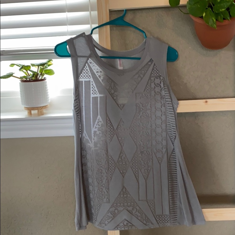 Sheer geometric tank top